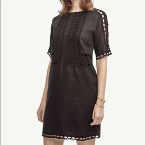 NWOT Ann Taylor Black Linen and Lace Shift Dress